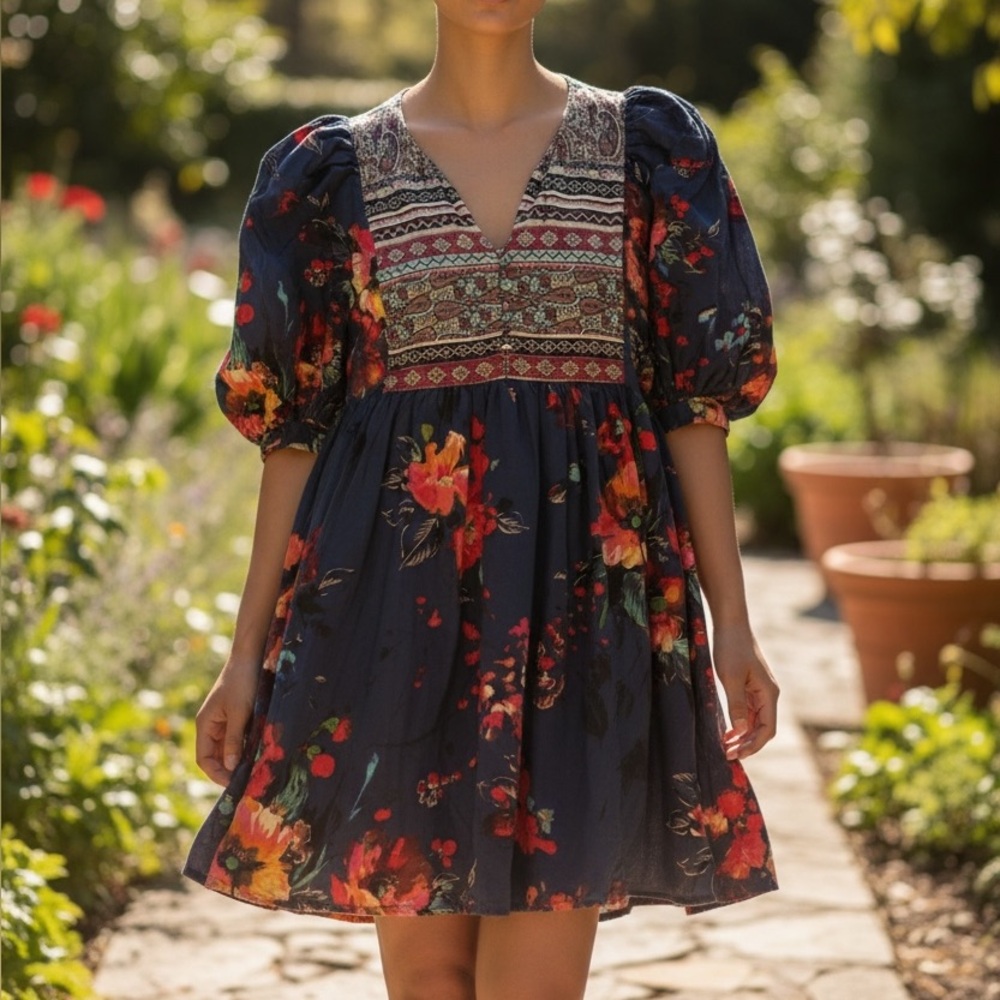 Altar'd State Blue Floral Mini Dress